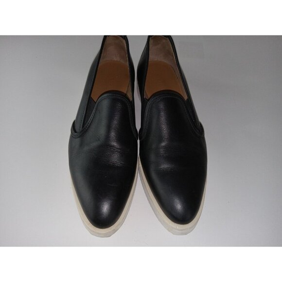 Everlane Black Leather Street Shoes Loafers Sz 8.5 Black Slip On Pointed Toe - Picture 3 of 14